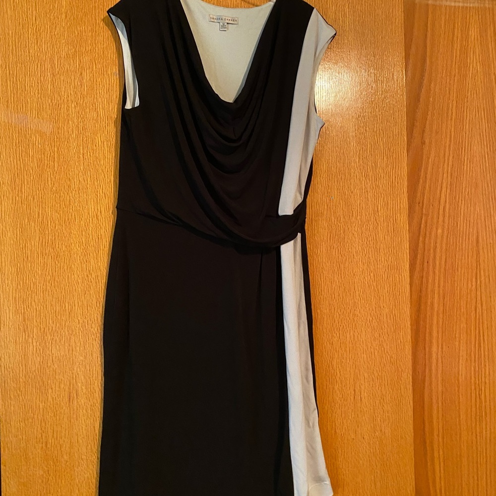 Black with cream v-neck dress polyester